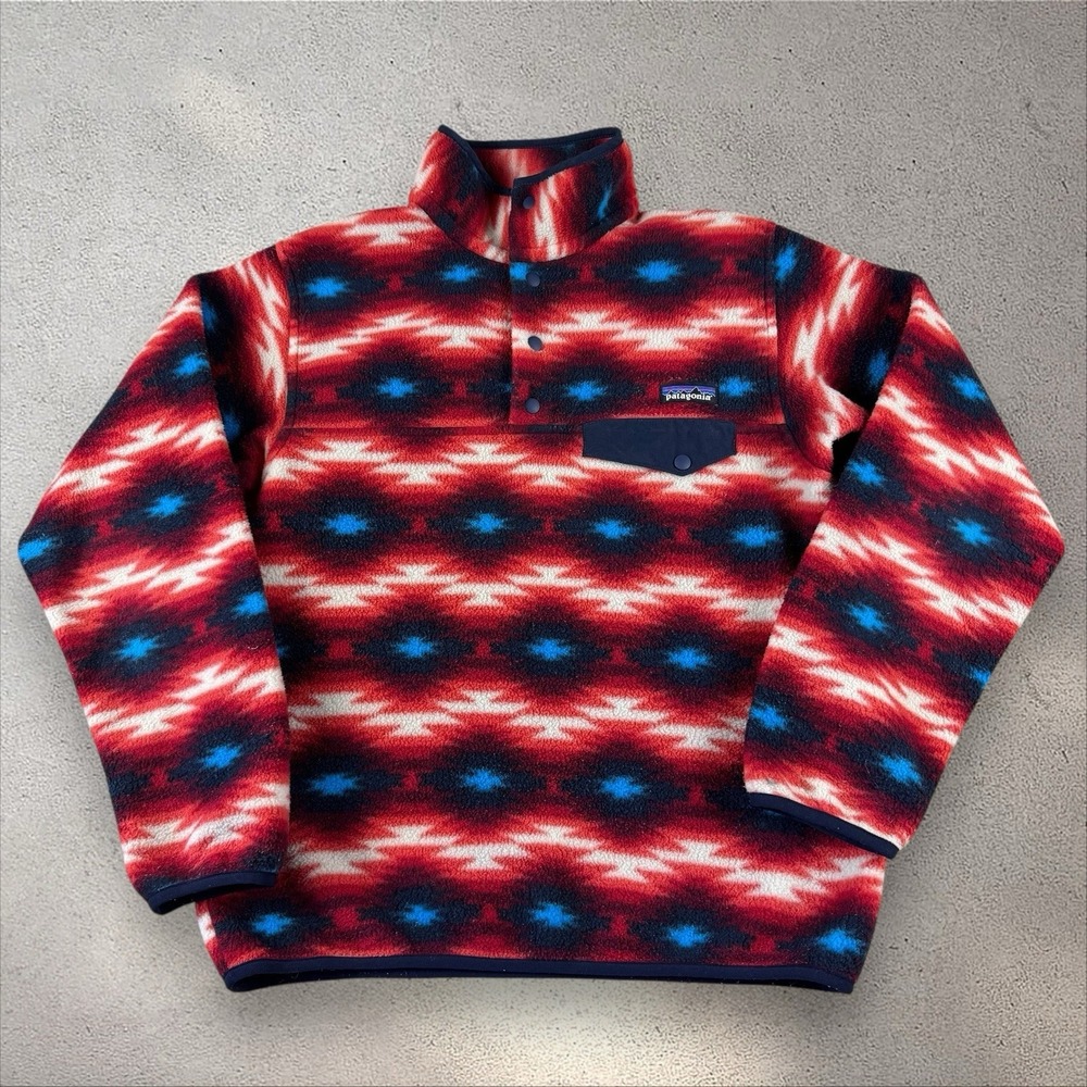 Patagonia Synchilla Snap-T Fleece Size S Red Blue Wild Desert Aztec Navajo